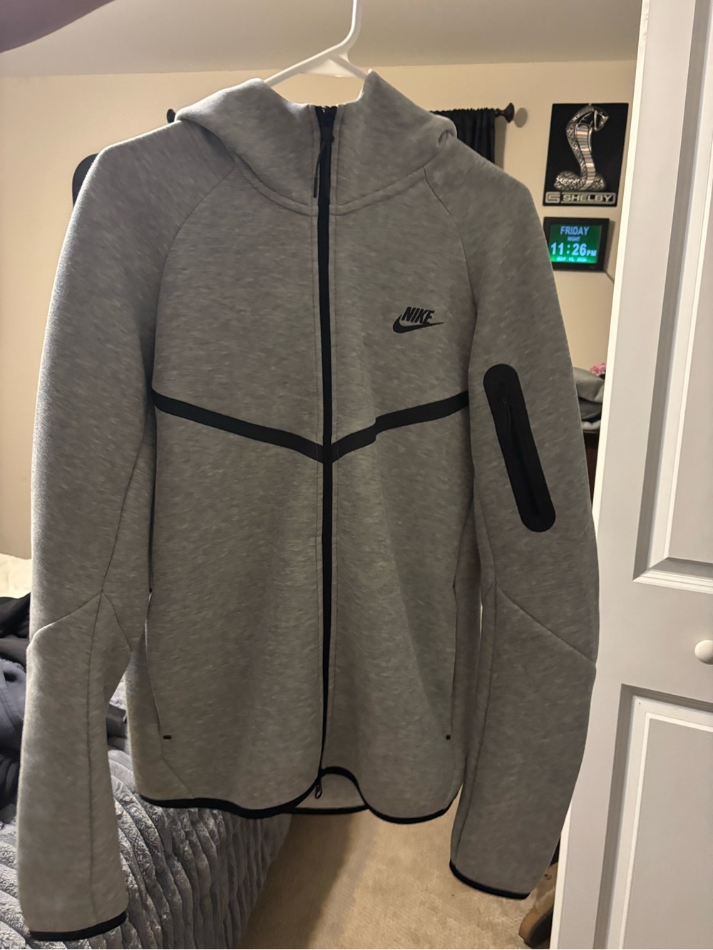 Nike Grey and Black Men’s Full-Zip Hooded Performance Jacket